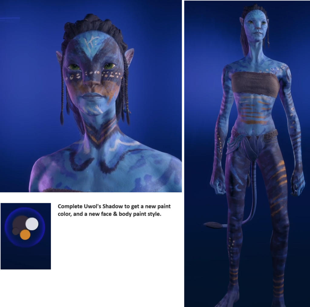 Avatar Frontiers of Pandora Uwol's Shadow Face and Body Paints.
