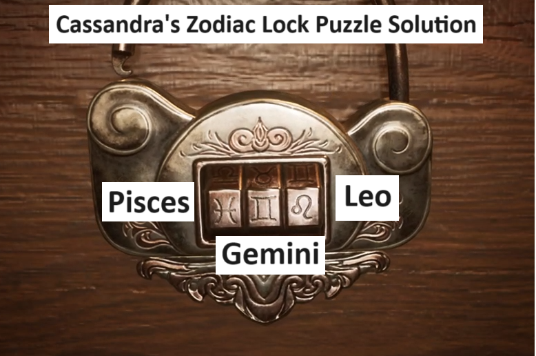 Alone in the Dark Cassandra's Zodiac Lock Solution