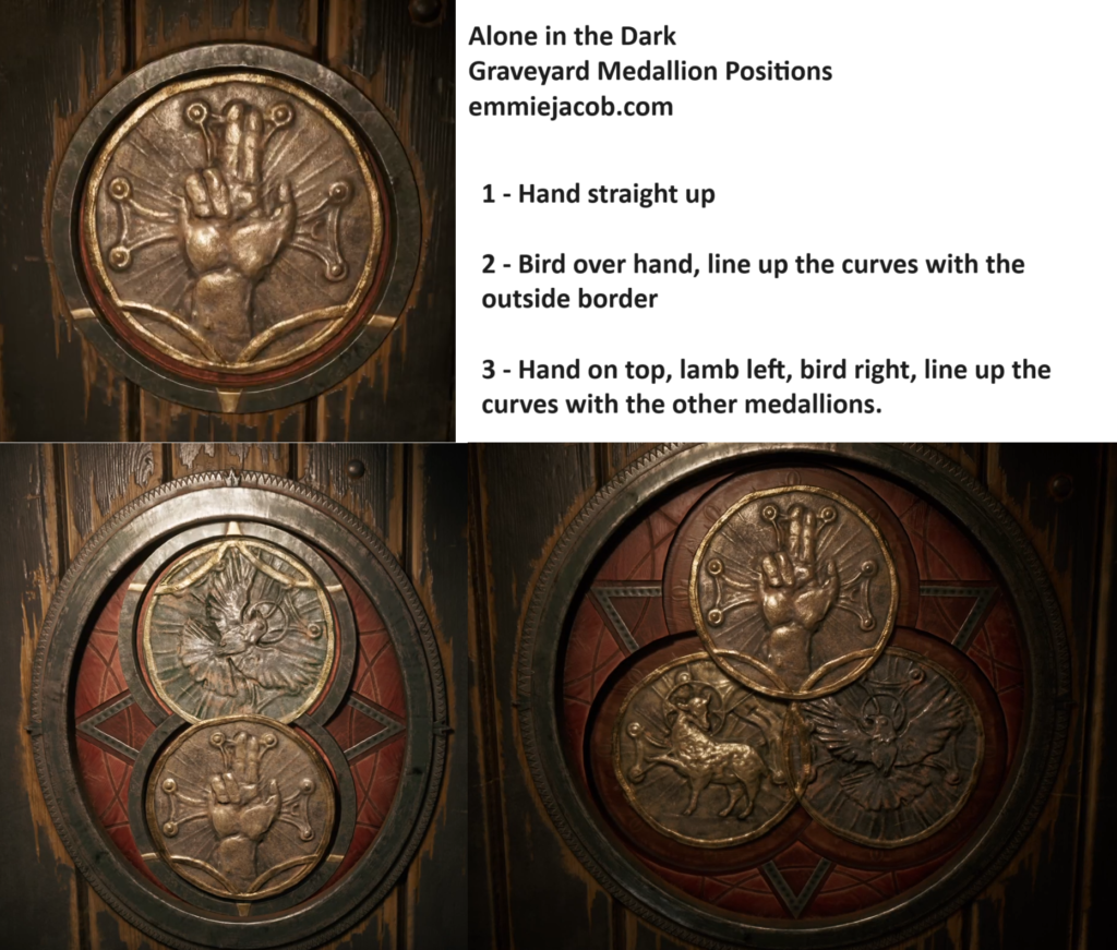 Alone in the Dark Graveyard Medallion Puzzles - medallion positions