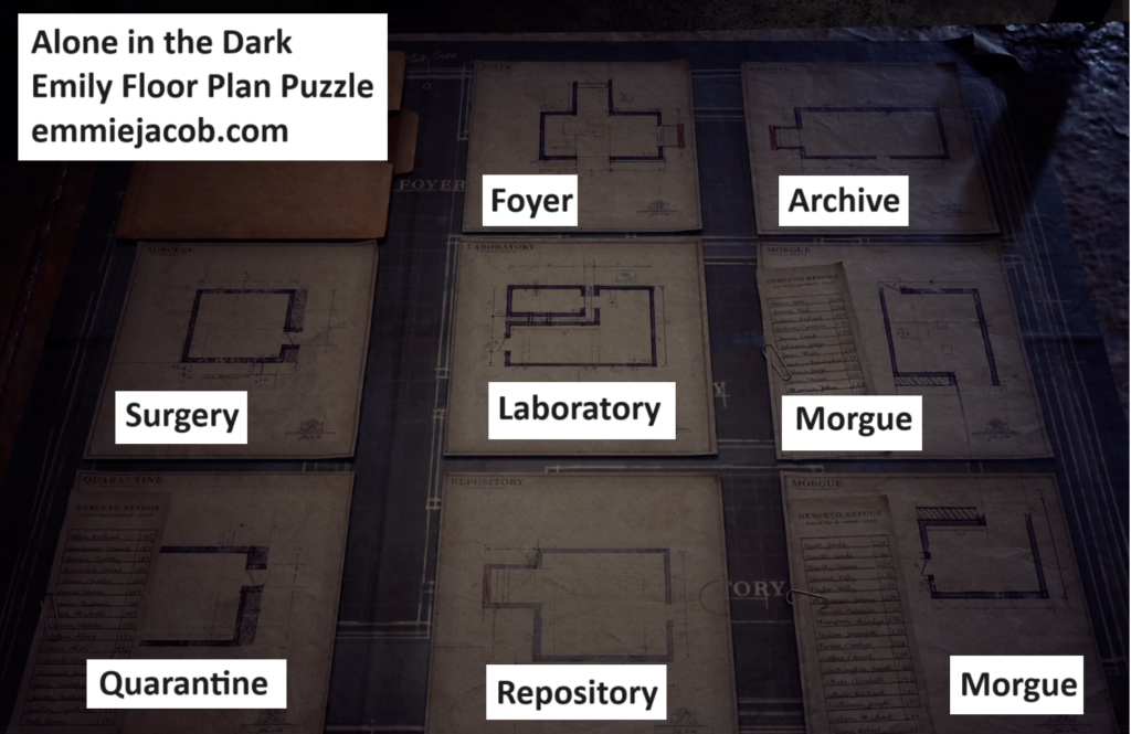 Alone in the Dark - Emily's Floor Plan Puzzle - Emmie Jacob Game Guides