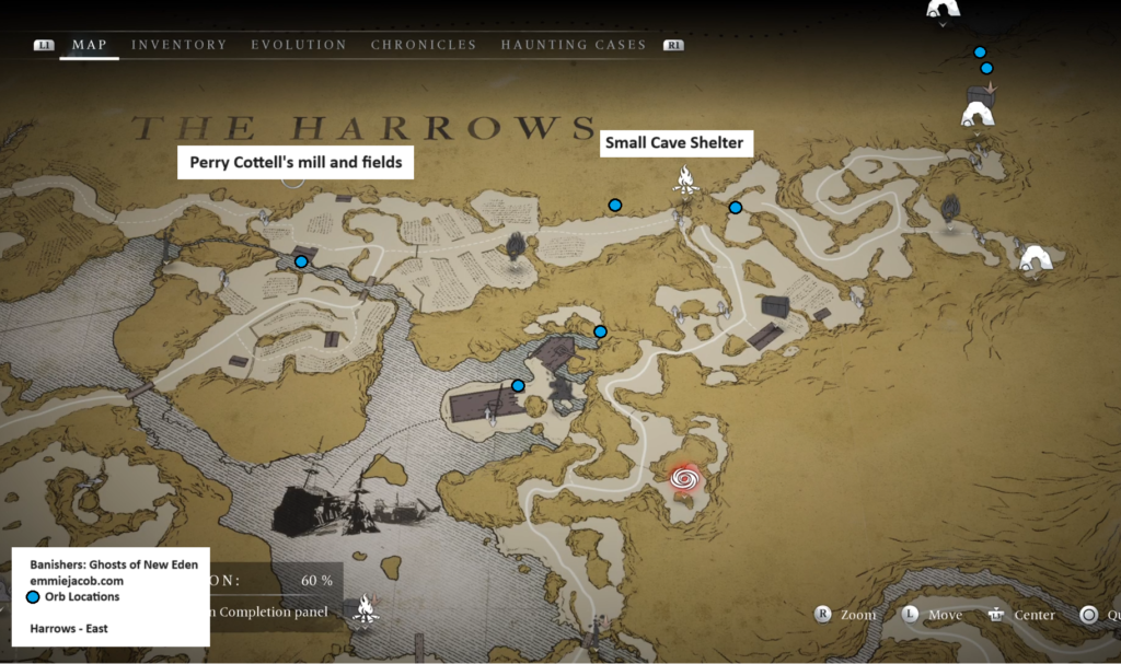 Banishers Ghosts of New Eden Map of Soul Grabbers on the east side of The Harrows.