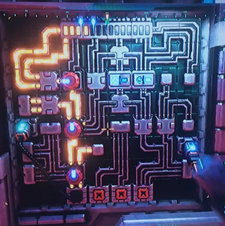 System Shock Junction Box Puzzle 4 or 5 nodes, 2 plugs solution