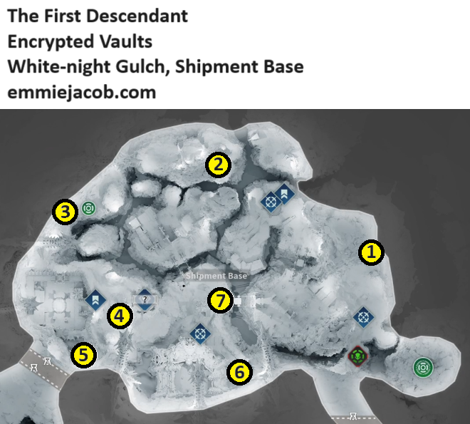 The First Descendant, Encrypted Vaults, White-night Gulch, Shipment Base