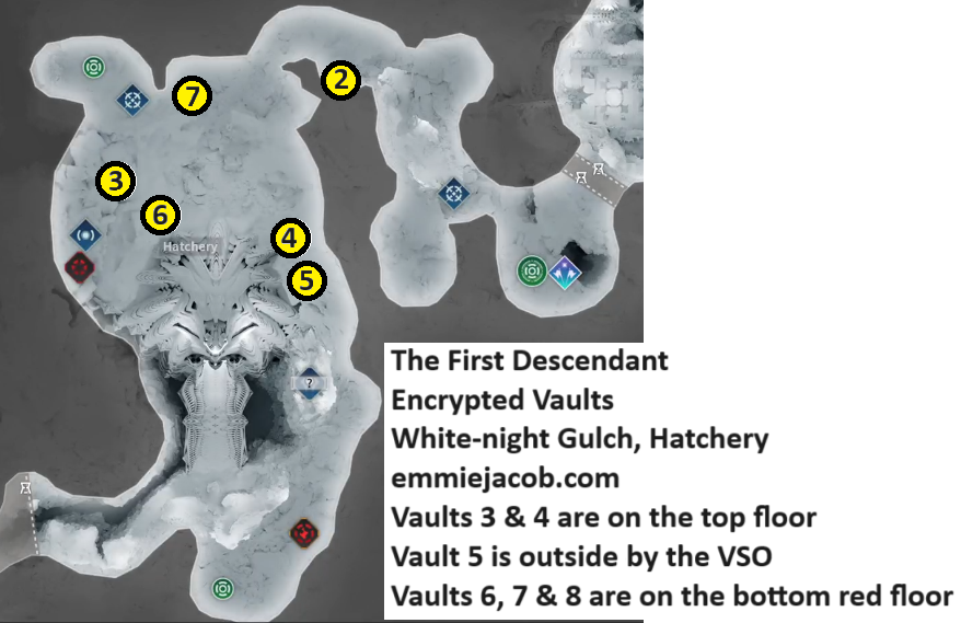 The First Descendant, Encrypted Vaults, White-night Gulch, Hatchery