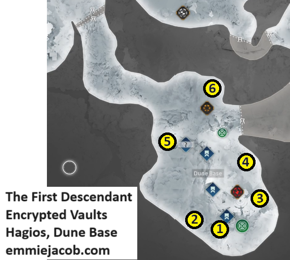 The First Descendant, Encrypted Vaults, Hagios, Dune Base